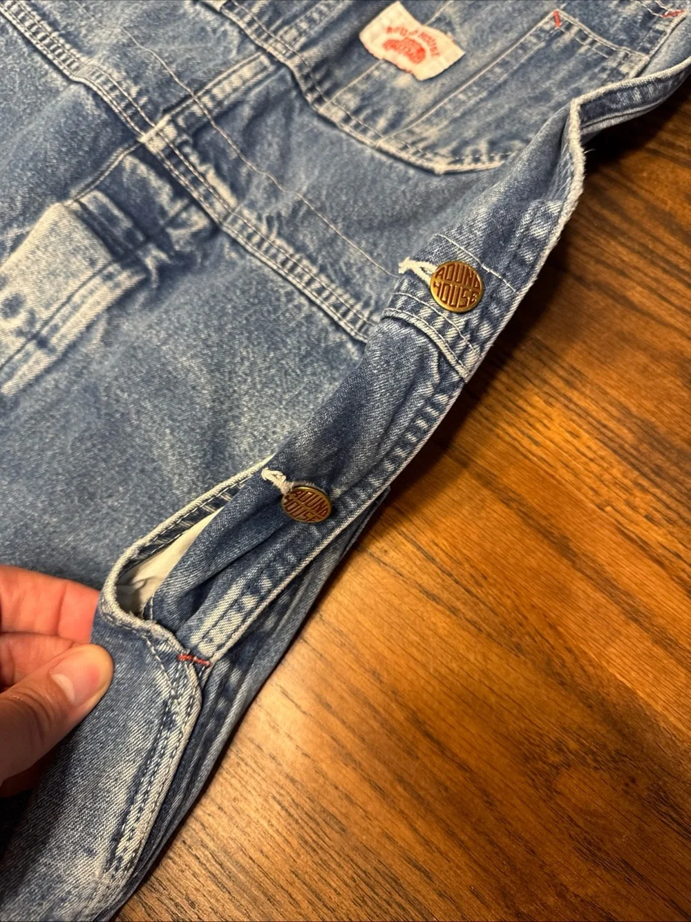 Vintage  90s ROUND HOUSE Blue Denim Carpenters Overalls 36-38”Waist 30